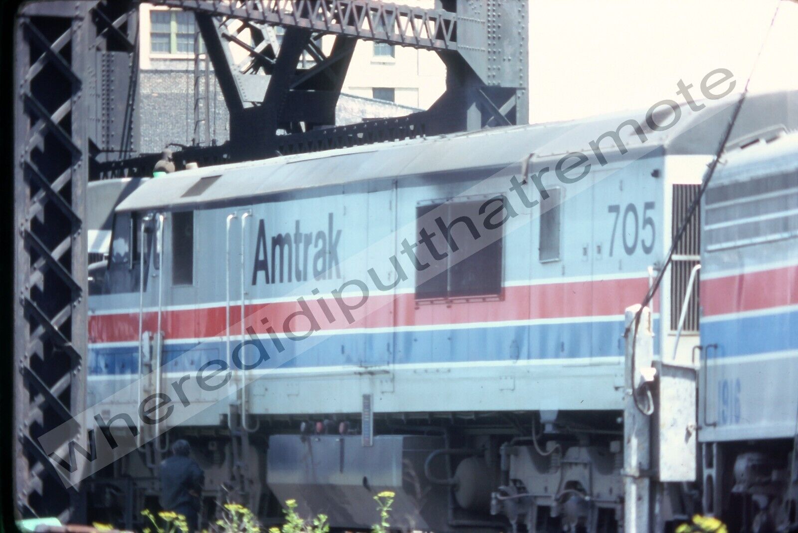 Original Slide Amtrak AMTK 705 GE P30CH 21st St. Chicago ILL 5-24-76