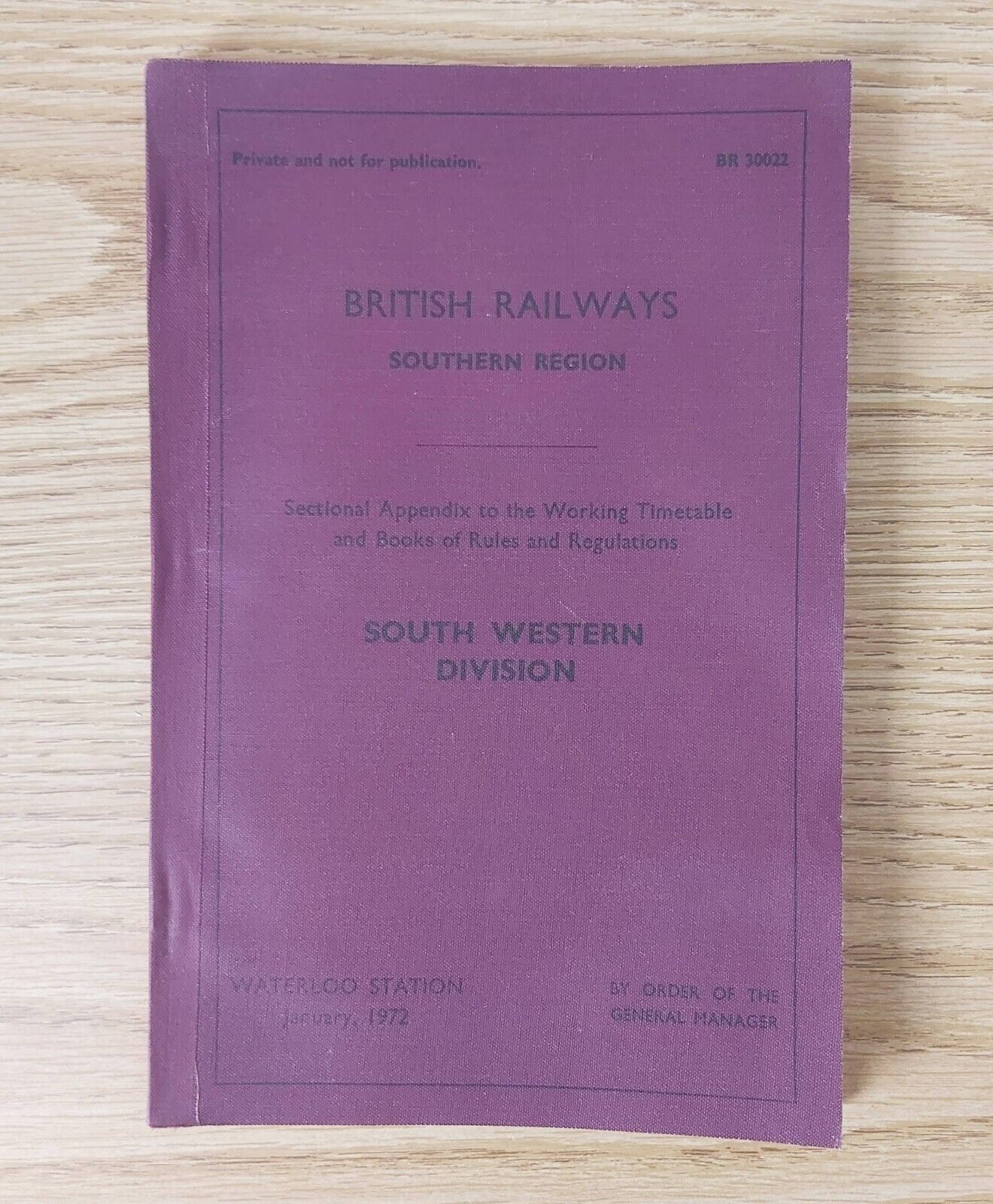 BR Southern Region Sectional Appendix to Working Timetable Wateroo Station 1972