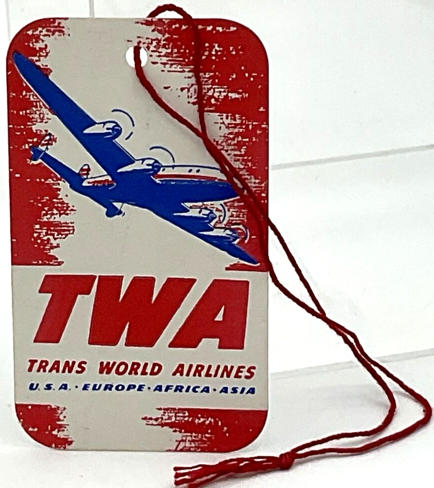 Vintage Mid-century 1952 TWA Coat or Parcel Identification Luggage Tag Travel