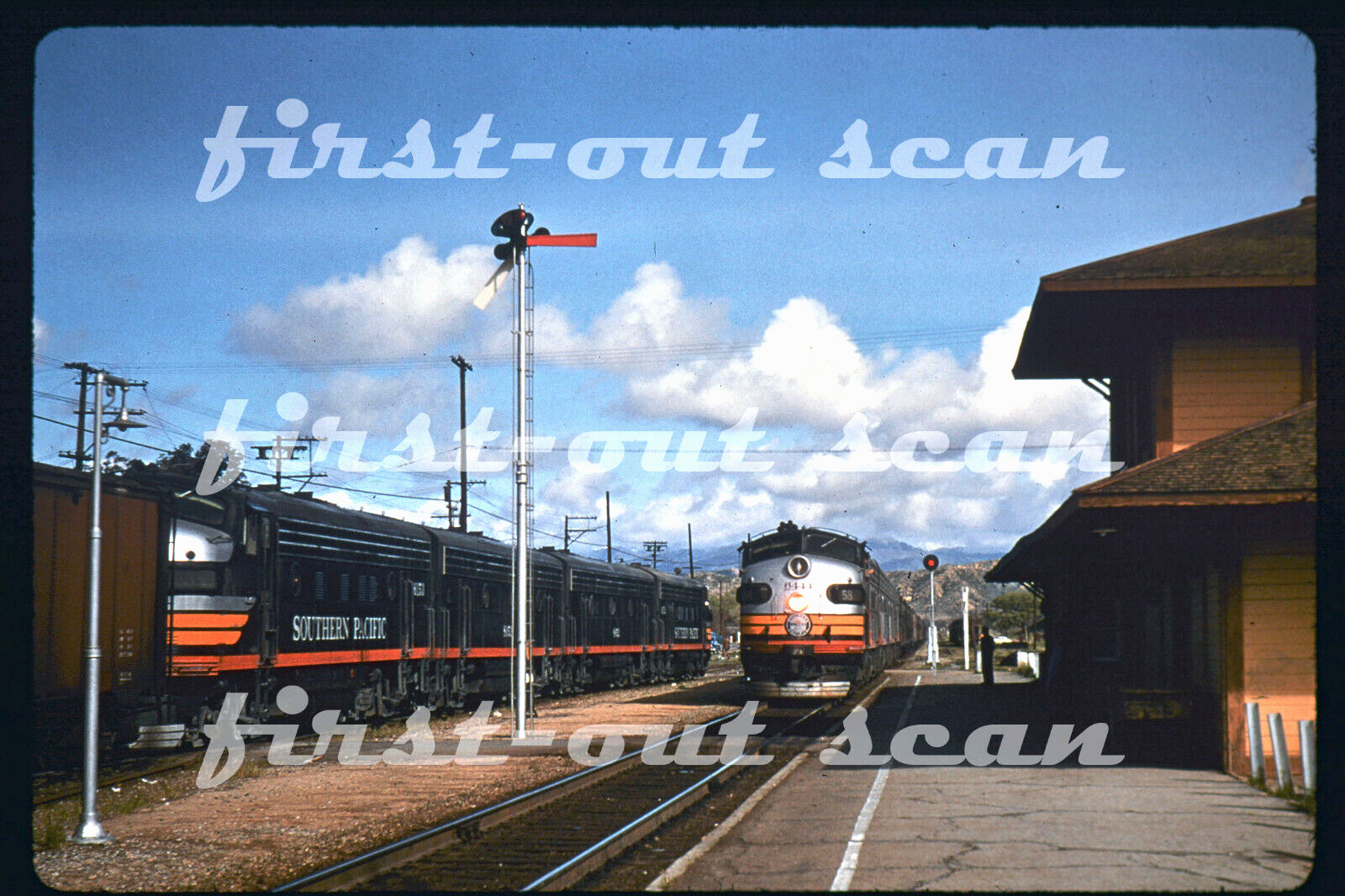 R DUPLICATE SLIDE - Southern Pacific SP 6444 OWL Action at Saugus CA 1954
