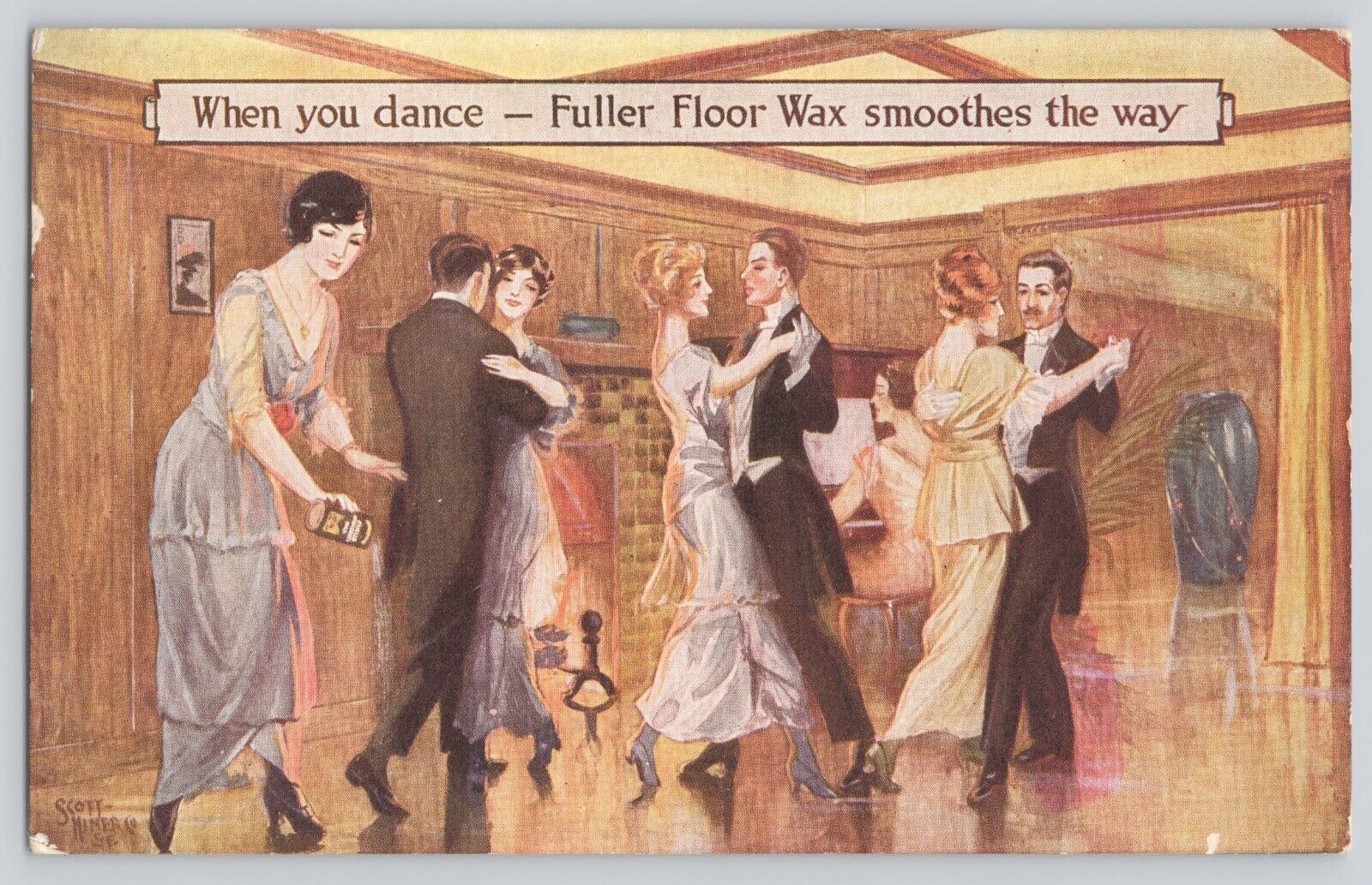 Postcard Advertising WP Fuller & Co Floor Wax Ballroom Dancing Antique Unposted