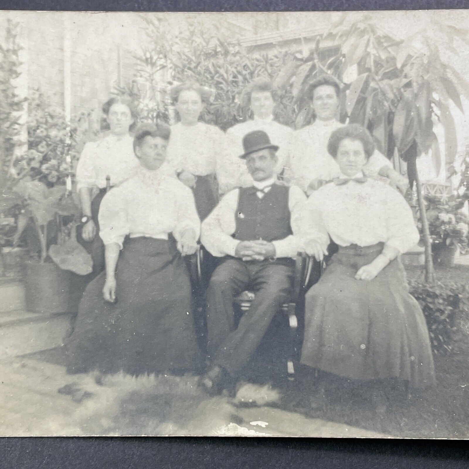 Antique 1910s Mormon Polygamy Man With 6 Wives Real Photo RPPC Postcard V3451