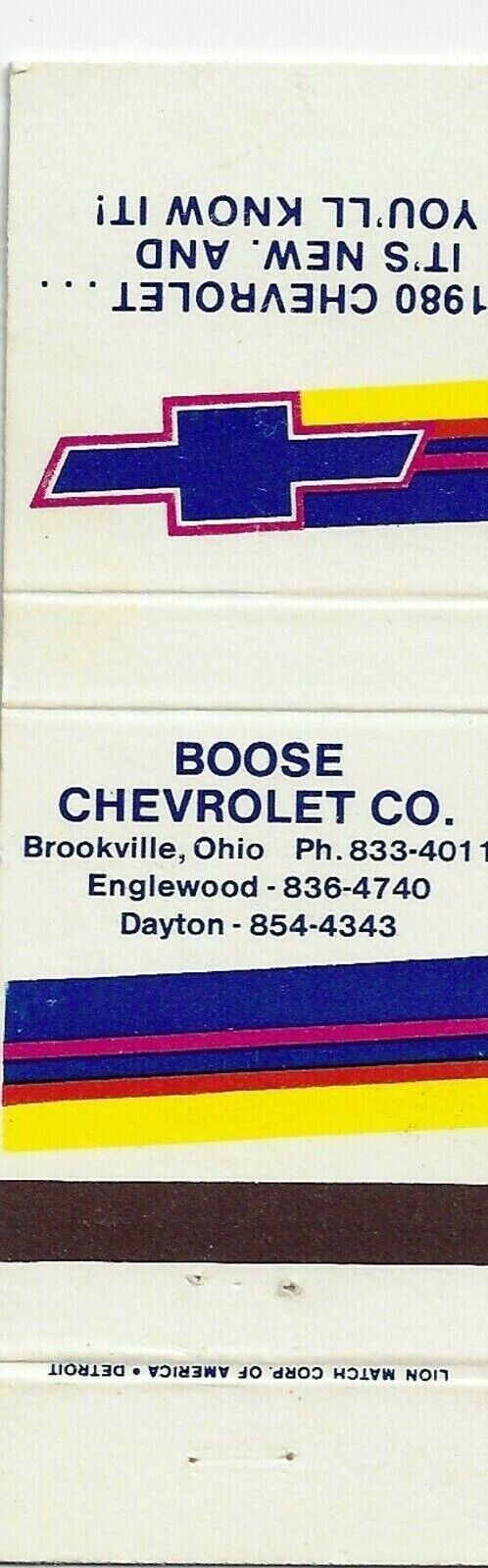 Empty Matchbook Cover 1980 Chevrolet It's New and You'll Know It Brookville Ohio