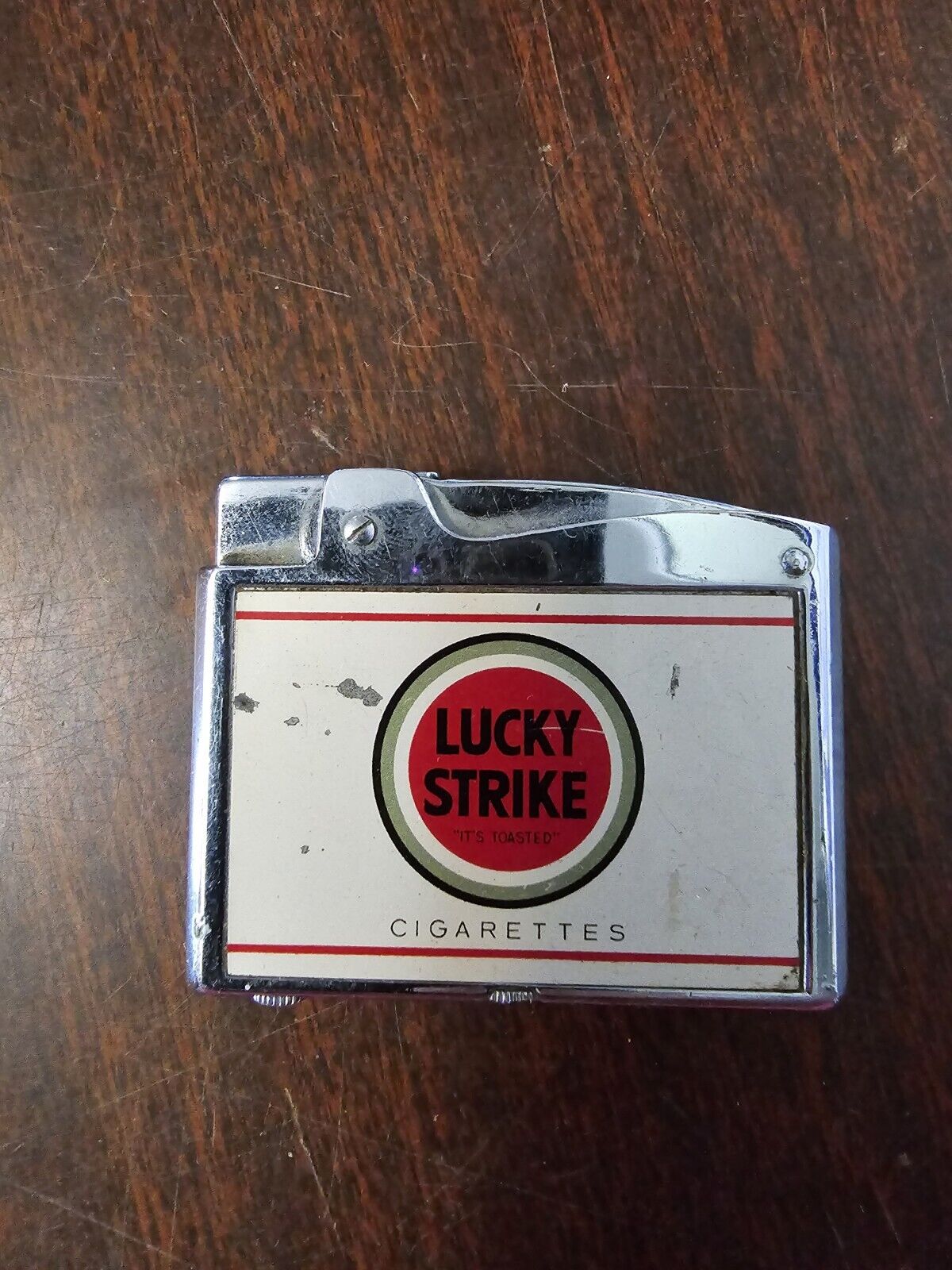 Vintage Continental Advertising Flat Lighter Lucky Strike Cigarettes. RARE