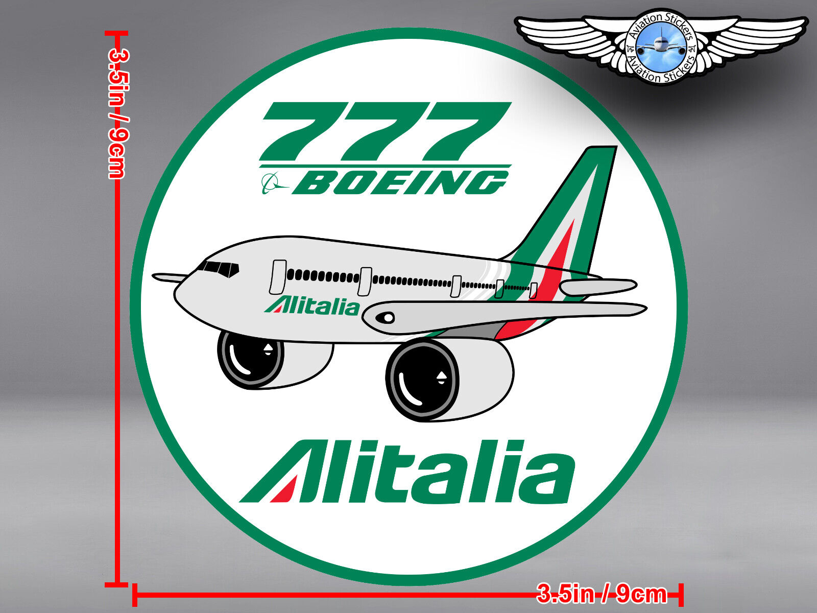 ALITALIA NEW LIVERY PUDGY BOEING B777 ROUND DECAL / STICKER