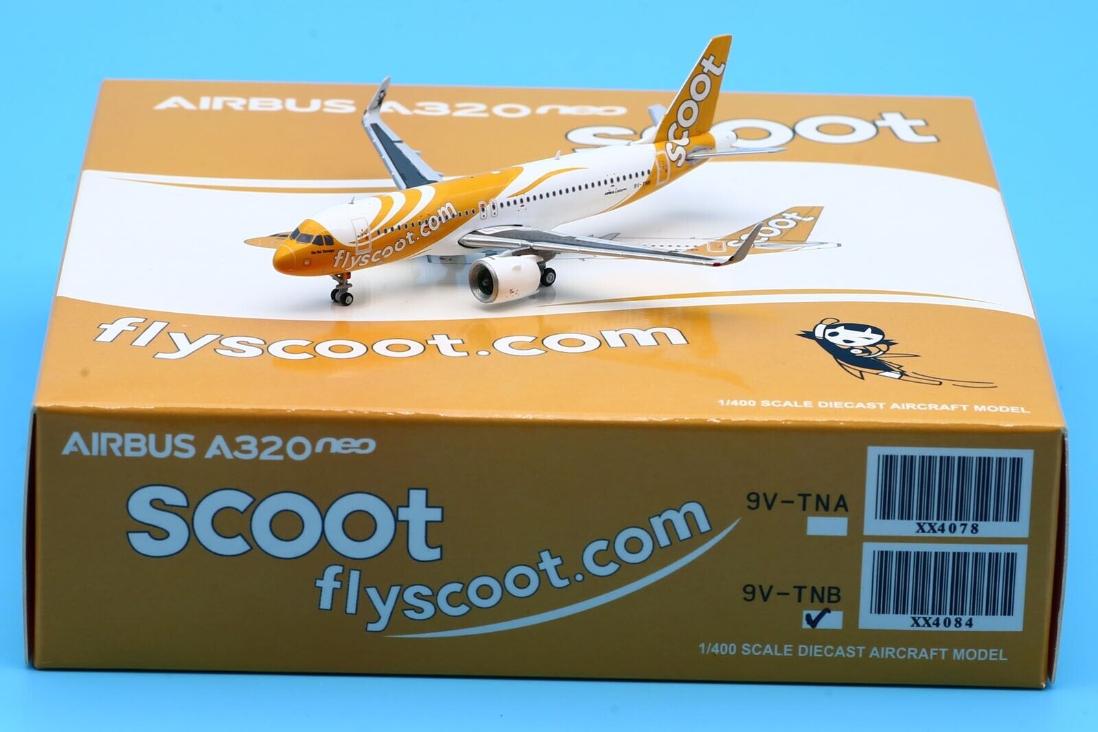 JC Wings 1:400 Scoot Airlines Airbus A320NEO Diecast Aircraft Jet Model 9V-TNB