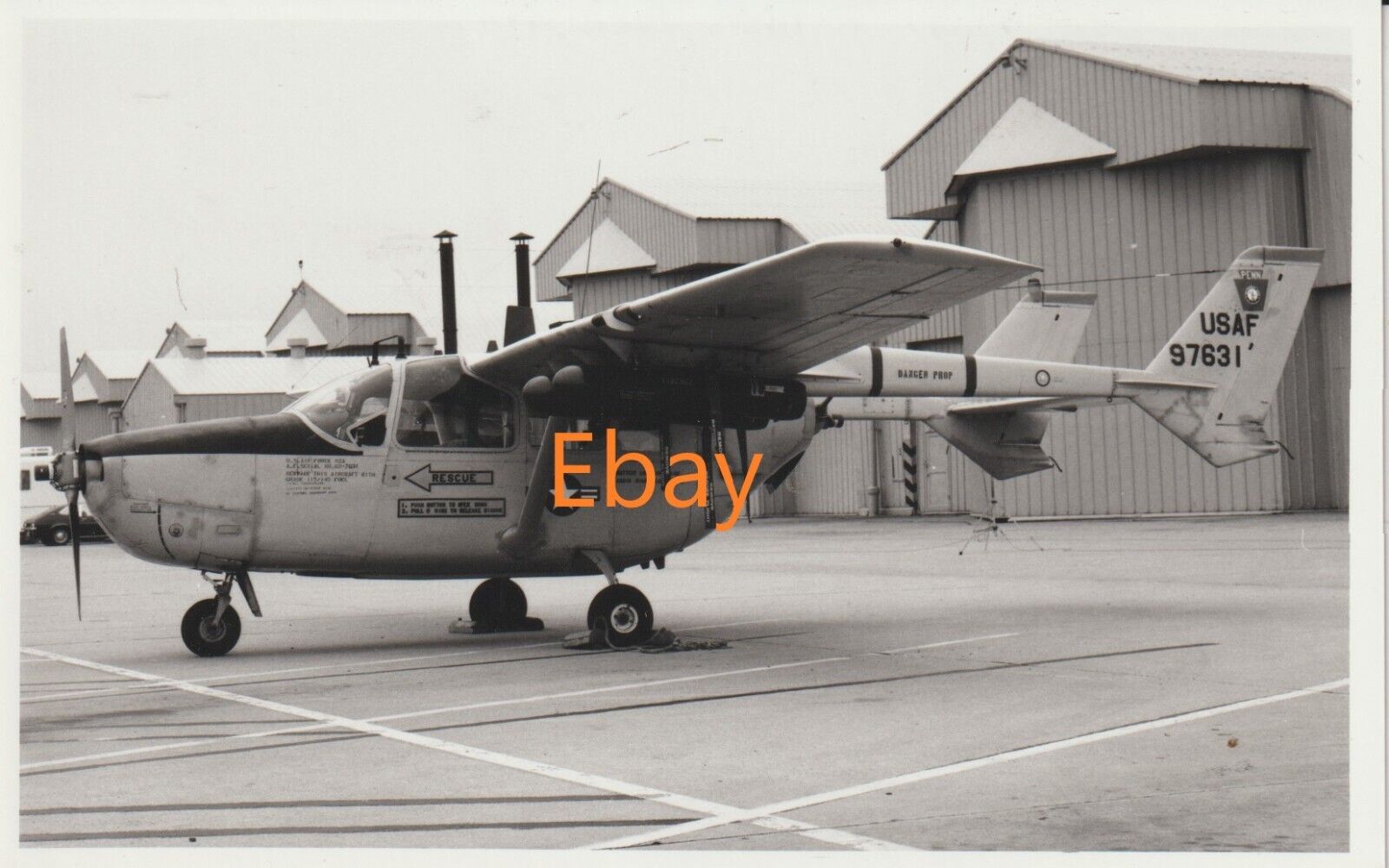 USAF Cessna O-2 Skymaster At Air Base, 1976 Postcard Size Photograph