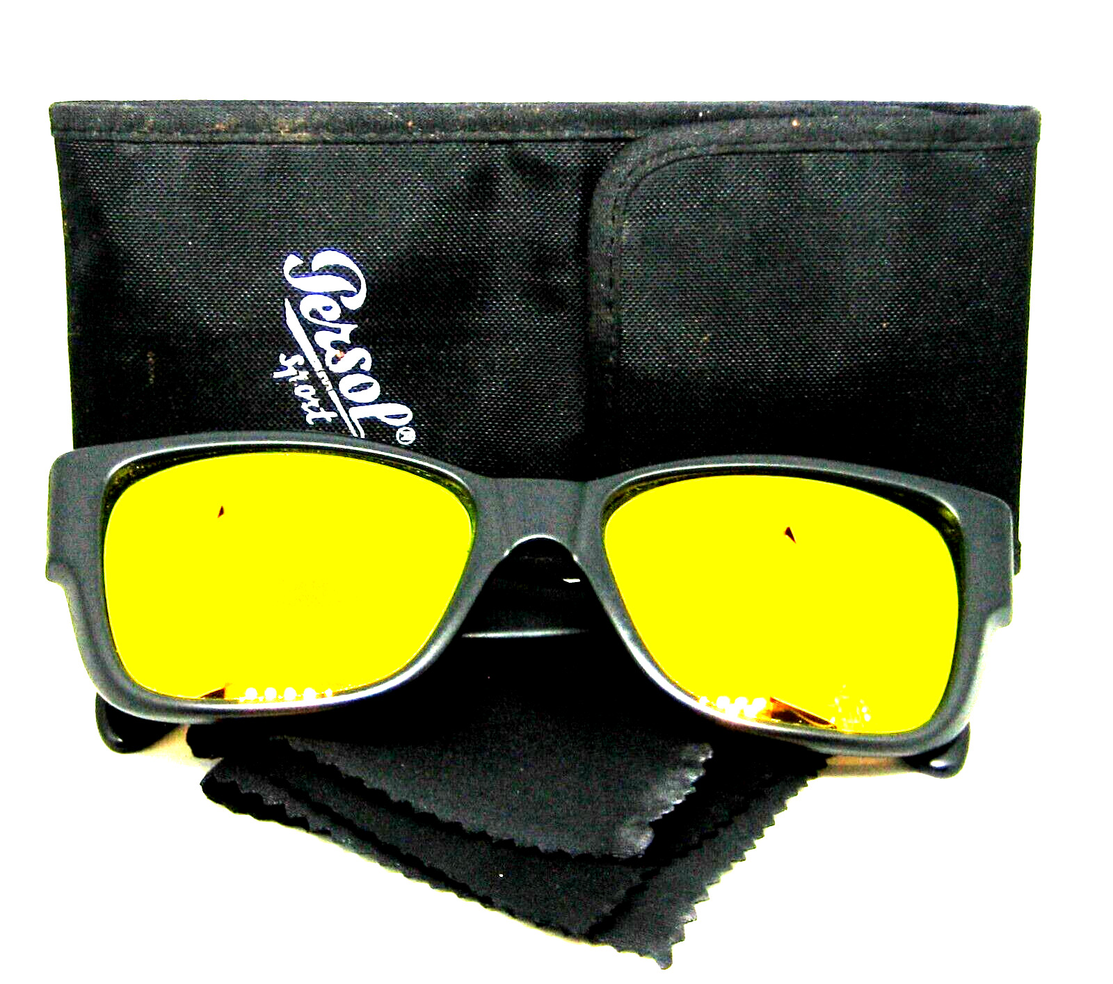Persol Sport NOS Rare Ratti 40201 Miami Vice Orange lens Matte Black Sunglasses