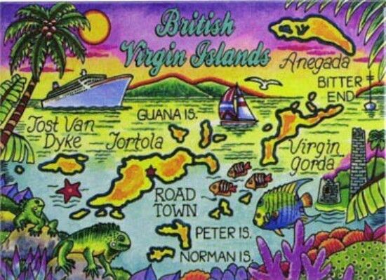 BRITISH VIRGIN ISLANDS TORTOLA MAP CARIBBEAN FRIDGE  SOUVENIR MAGNET 2.5\