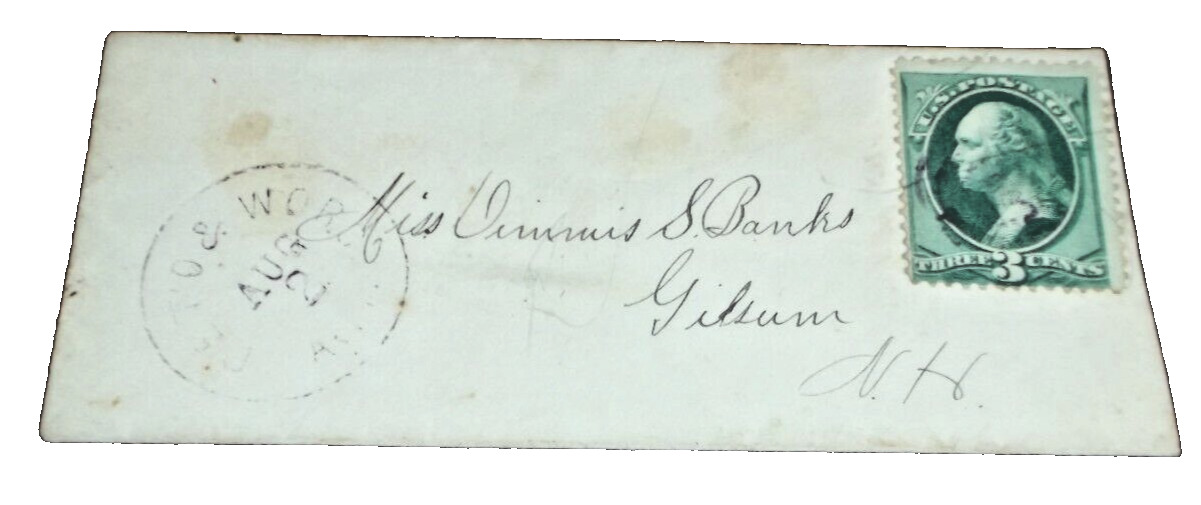 1880 BOSTON & MAINE B&M PETERBORO & WORCESTER RPO HANDLED SMALL TINY ENVELOPE