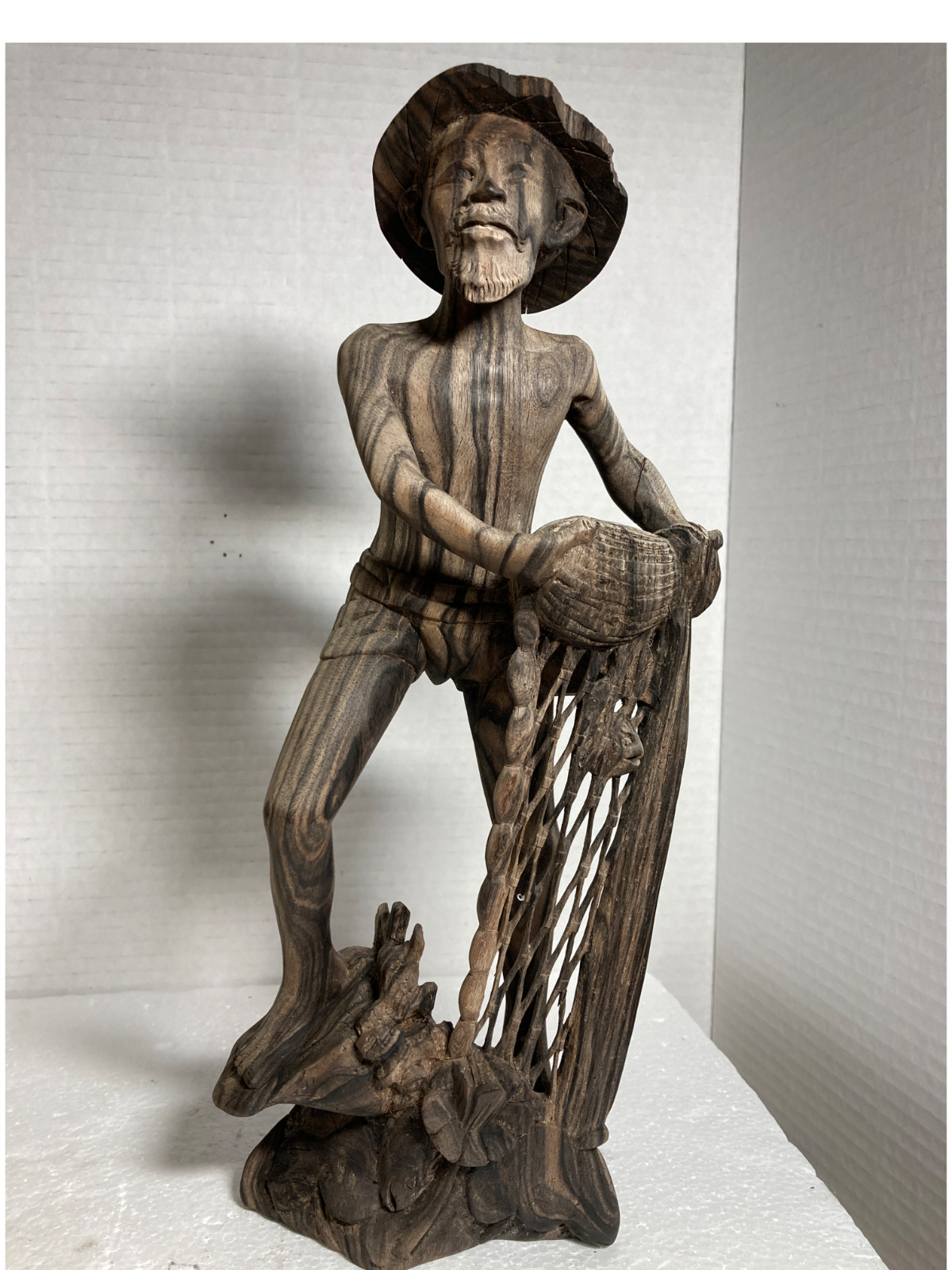 Vintage Balinese Natural Ebony Wood, Hand Carved Statue/ Figurine