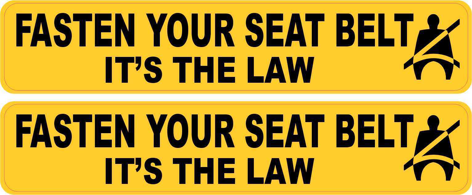 5in x 1in Yellow Fasten Your Seat Belts Vinyl Stickers Car Vehicle Bumper Decal