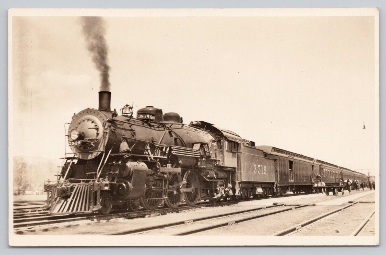 Atchison Topeka & Santa Fe Railroad Locomotive 3519 VTG RPPC Real Photo Postcard