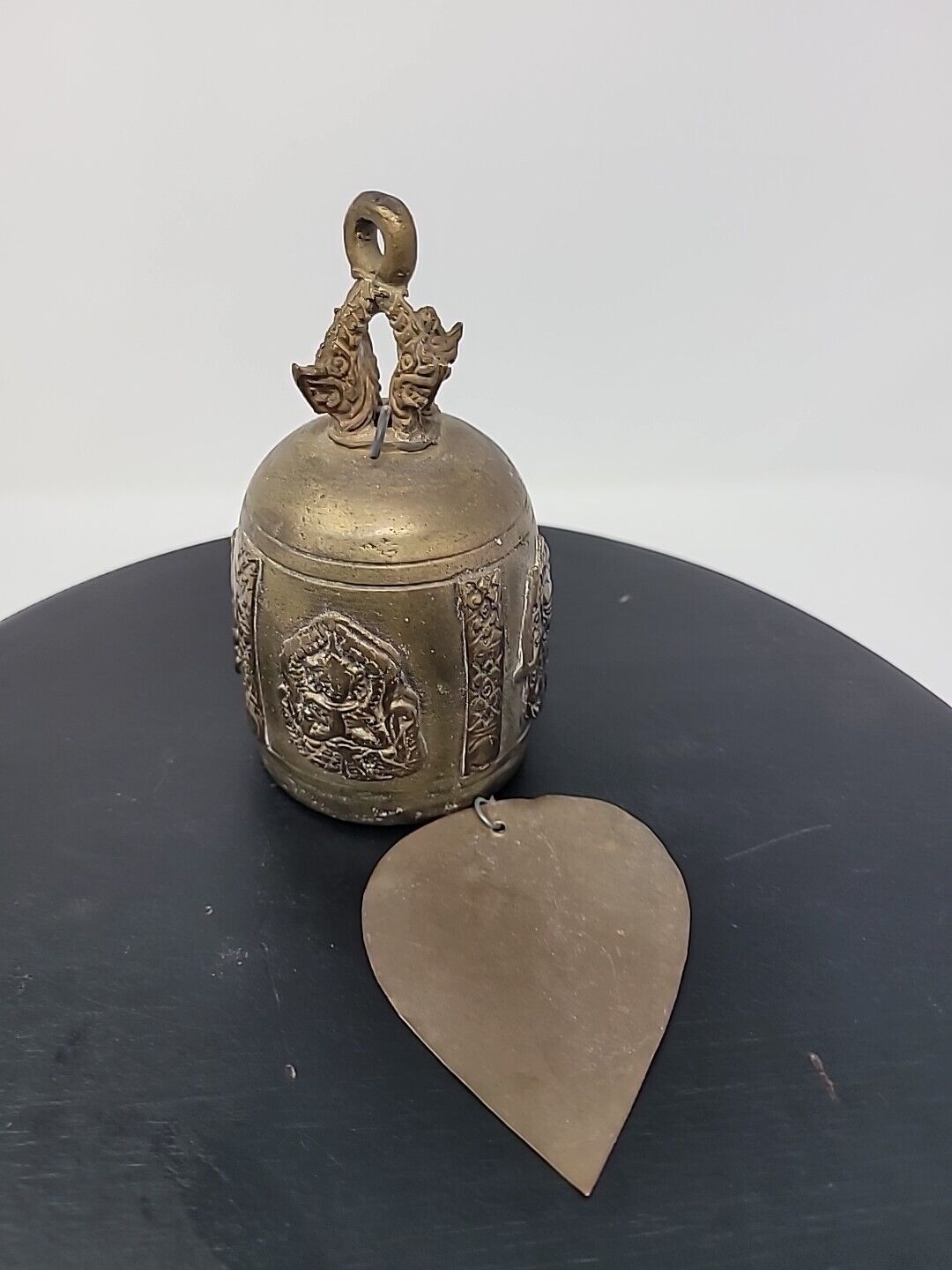 Vintage Brass Thai Bell Metal Bodhi Leaf from Thailand