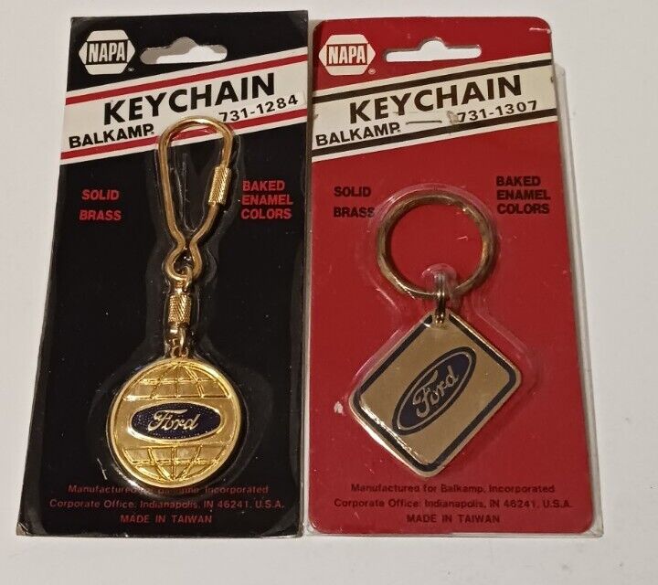 Vintage Ford Keychains Balkamp Baked Enamel Color 2 Pc