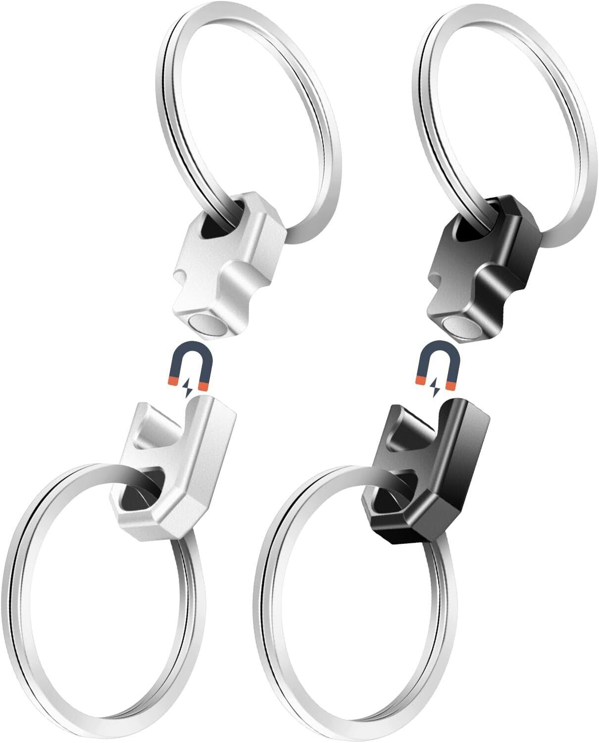 2Pack Aluminum Magnetic Quick Release Keychain Detachable & Round Corner