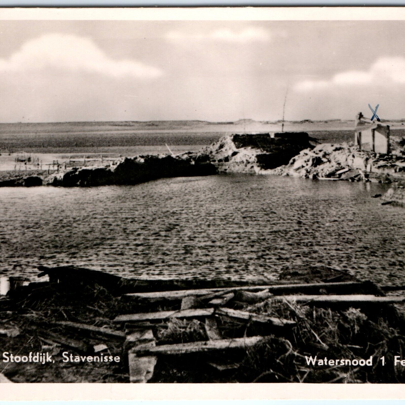 1953 Stavenisse Netherlands North Sea Flood RPPC Dike Doorbraak Stoofdijk A150