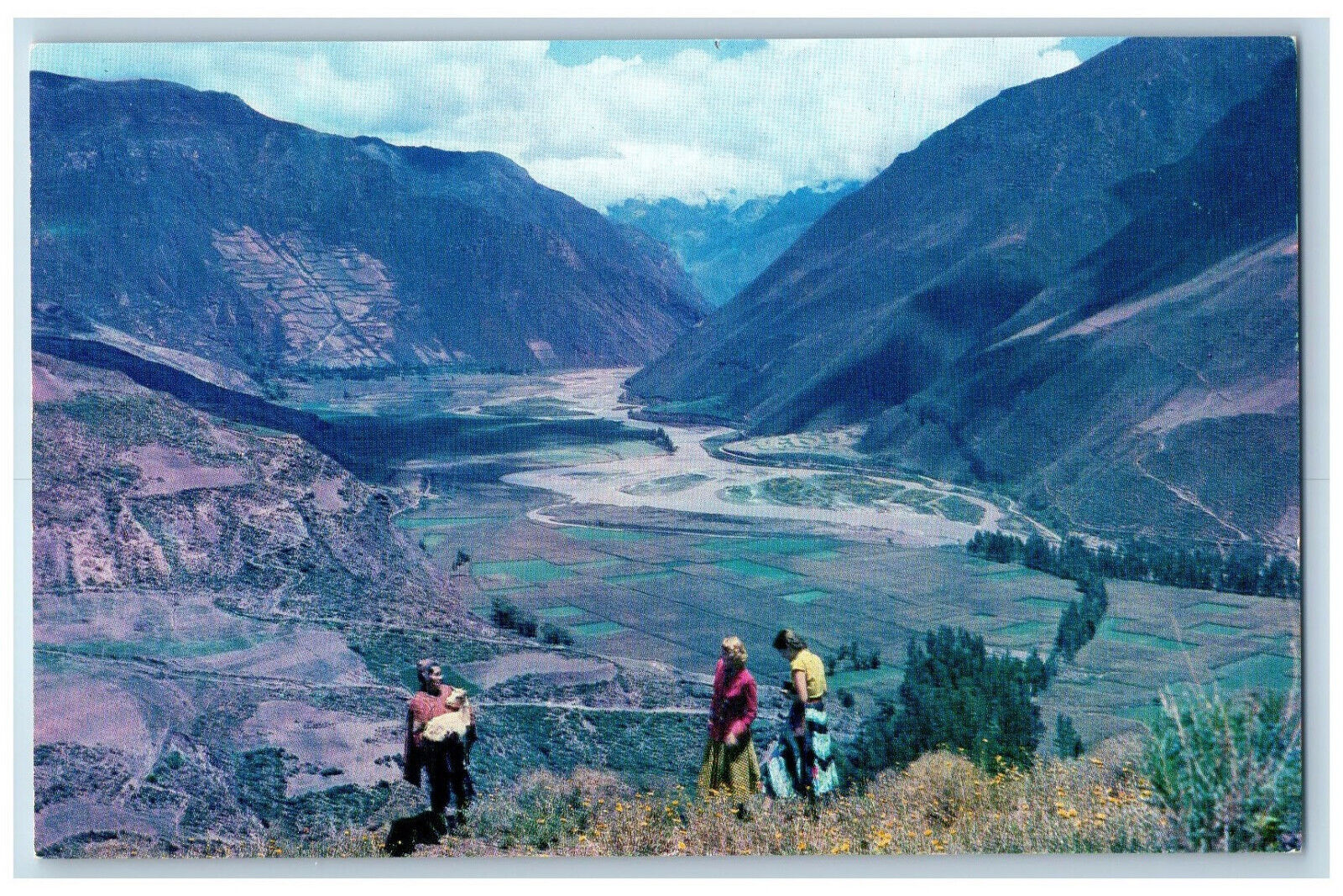 Peru Postcard Panagra Airlines Beautiful Valley of Pisac Near Cusco c1950\'s