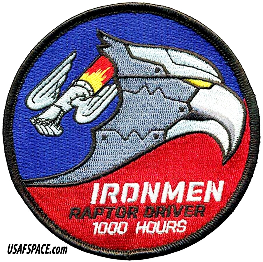USAF 71st FIGHTER SQ -71 FS- F-22 IRONMEN RAPTOR DRIVER-1000 HOURS-ACC-VEL PATCH