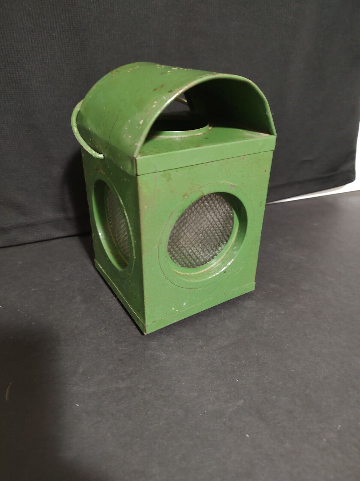 Early Green Metal Lantern With 4 Clear Reflectors 