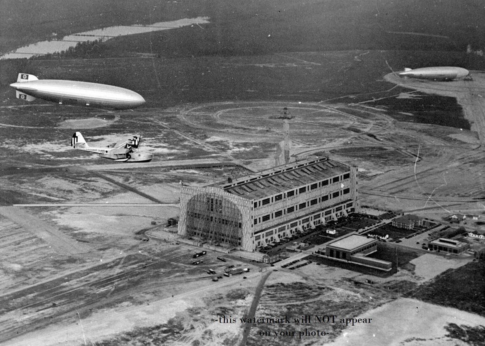 1936 Hindenburg Blimp Landing PHOTO Lakehurst NJ Airship Zeppelin First Flight