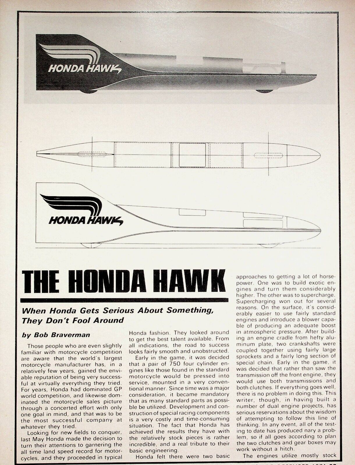 1971 Honda Hawk - 8-Page Vintage Motorcycle Article