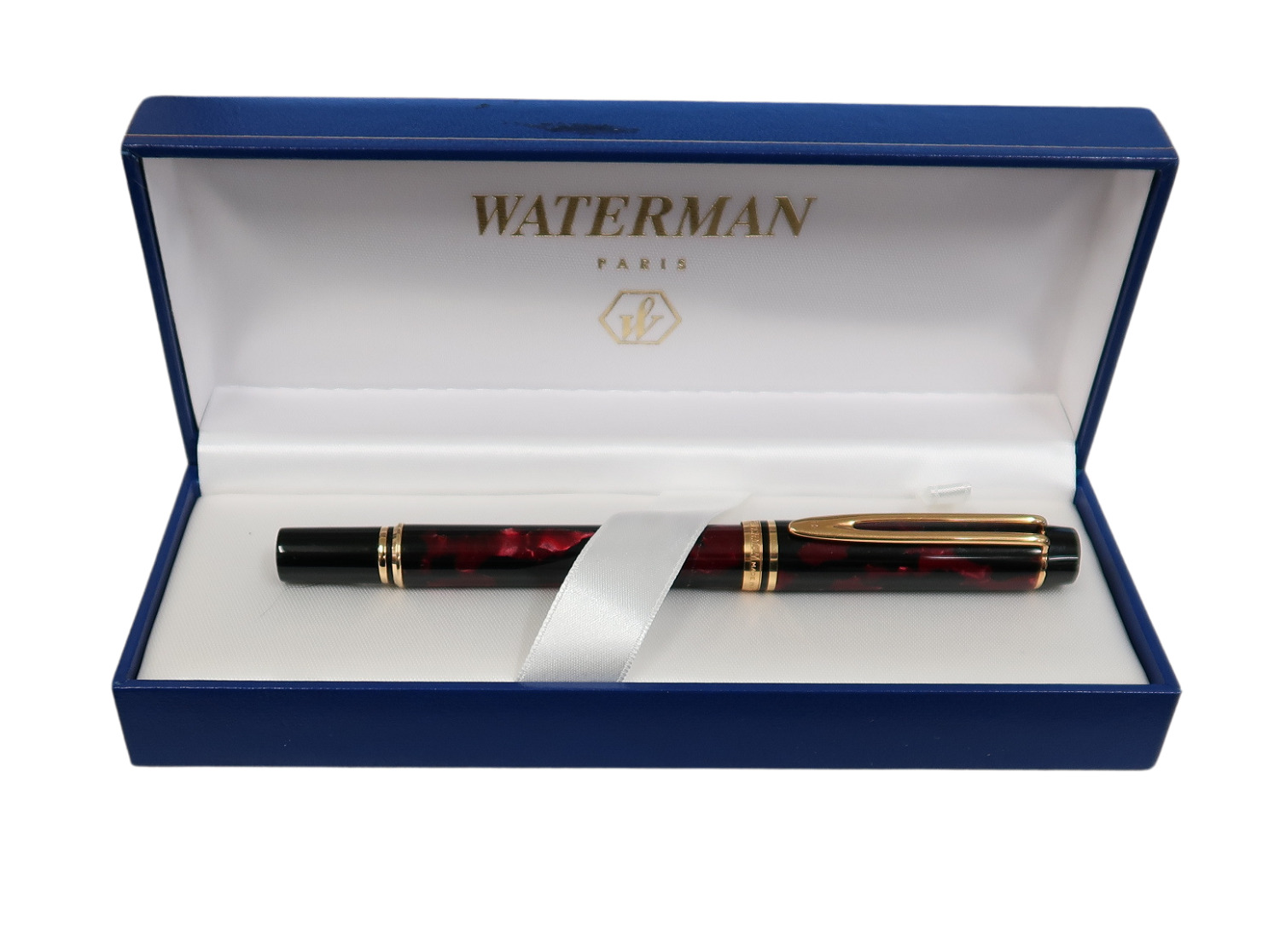 Waterman Rhapsody Mineral Red & Gold Trim Rollerball Pen In Box *
