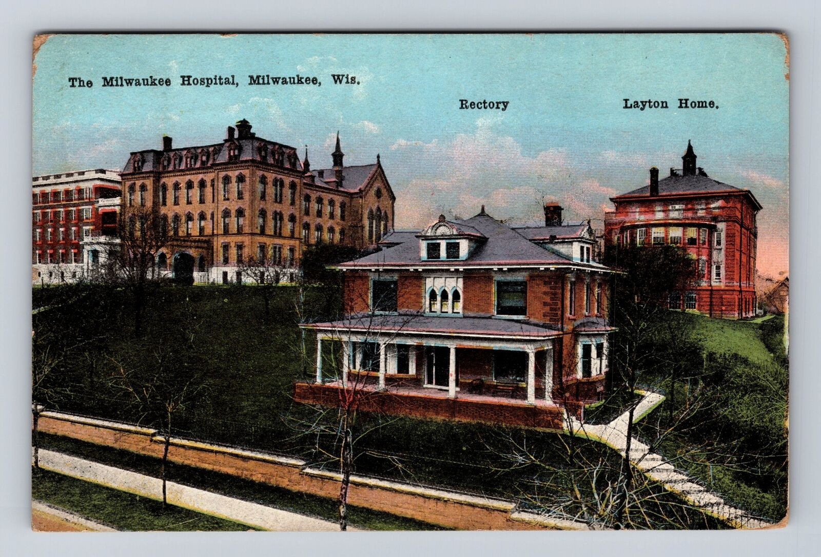 Milwaukee WI-Wisconsin, The Milwaukee Hospital, Rectory Vintage c1919 Postcard