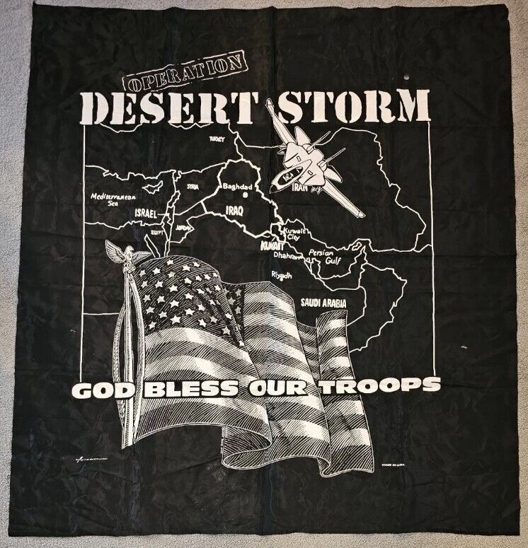 WAR FLOWN 1991 Operation Desert Storm Black Flag Banner God Bless Our Troops