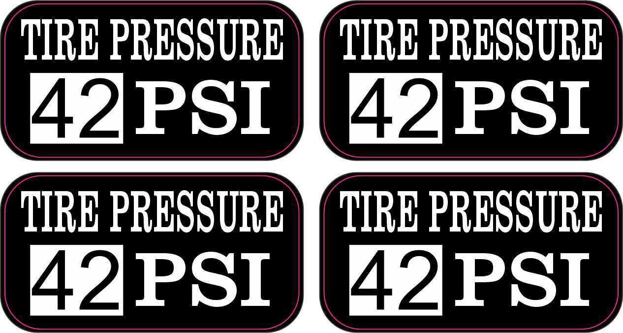 2in x 1in Tire Pressure 42 PSI Vinyl Stickers Car Truck Vehicle Bumper Decal