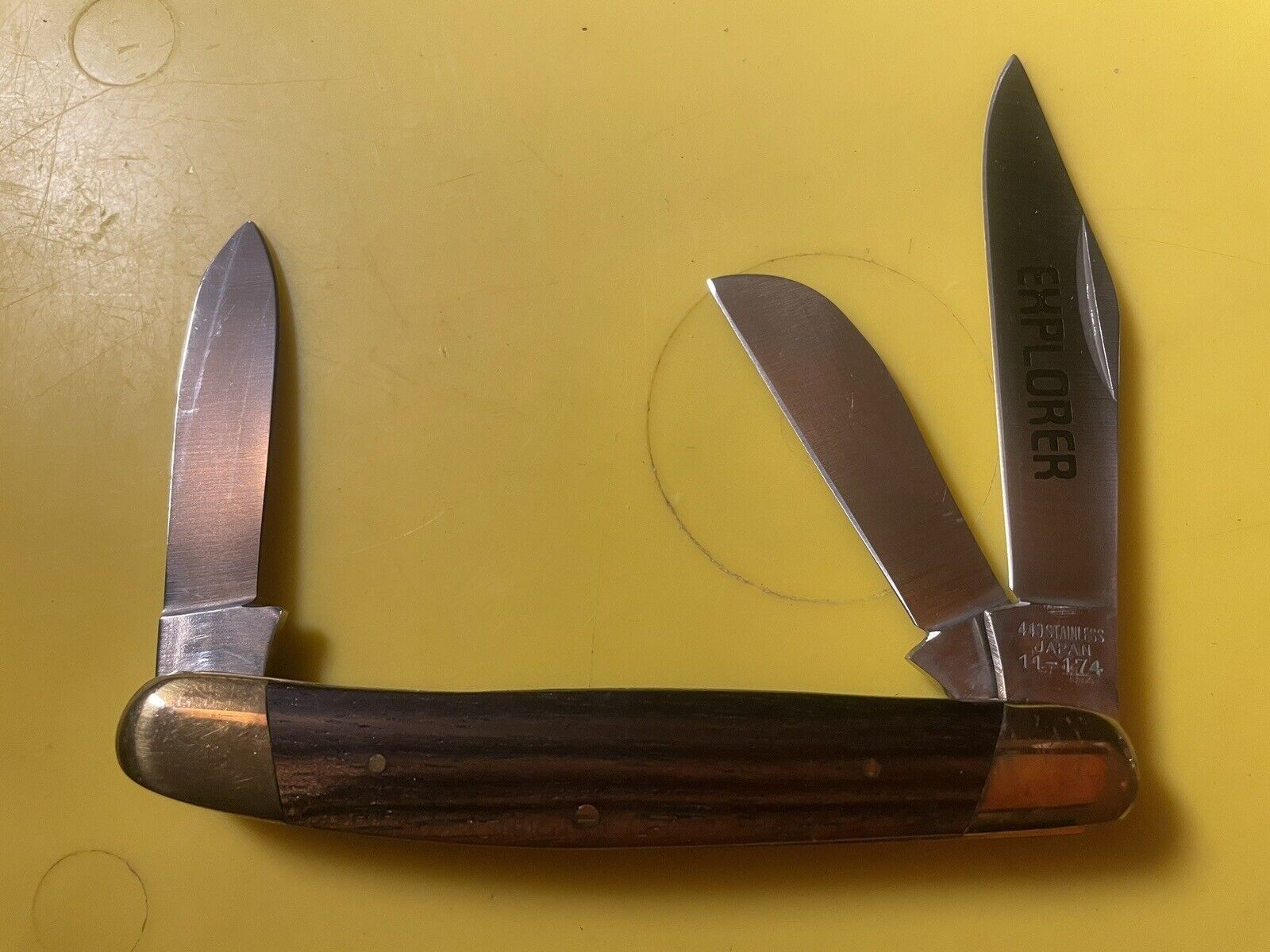 VINTAGE EXPLORER 11-174 STOCKMAN 3-BLADED POCKET KNIFE USED MADE JAPAN LOT-74