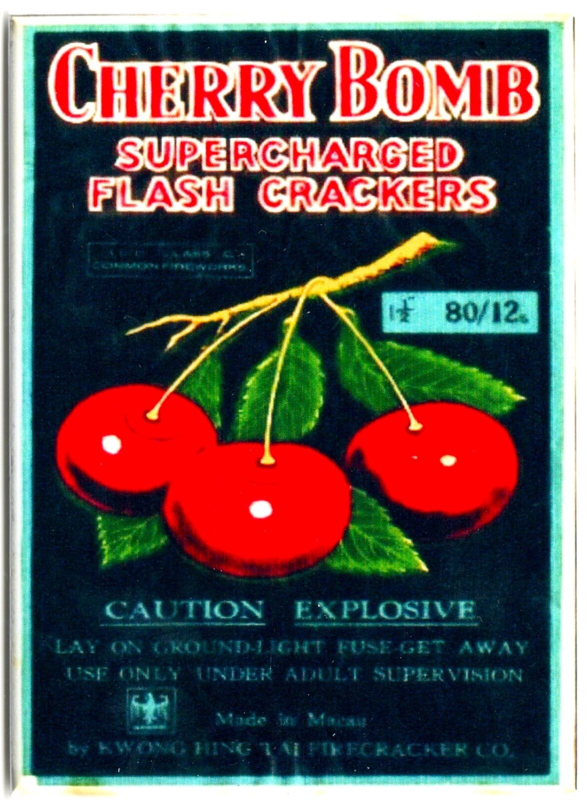 Vintage Cherry Bomb Firecracker Label MAGNET 2.5 x 3.5\