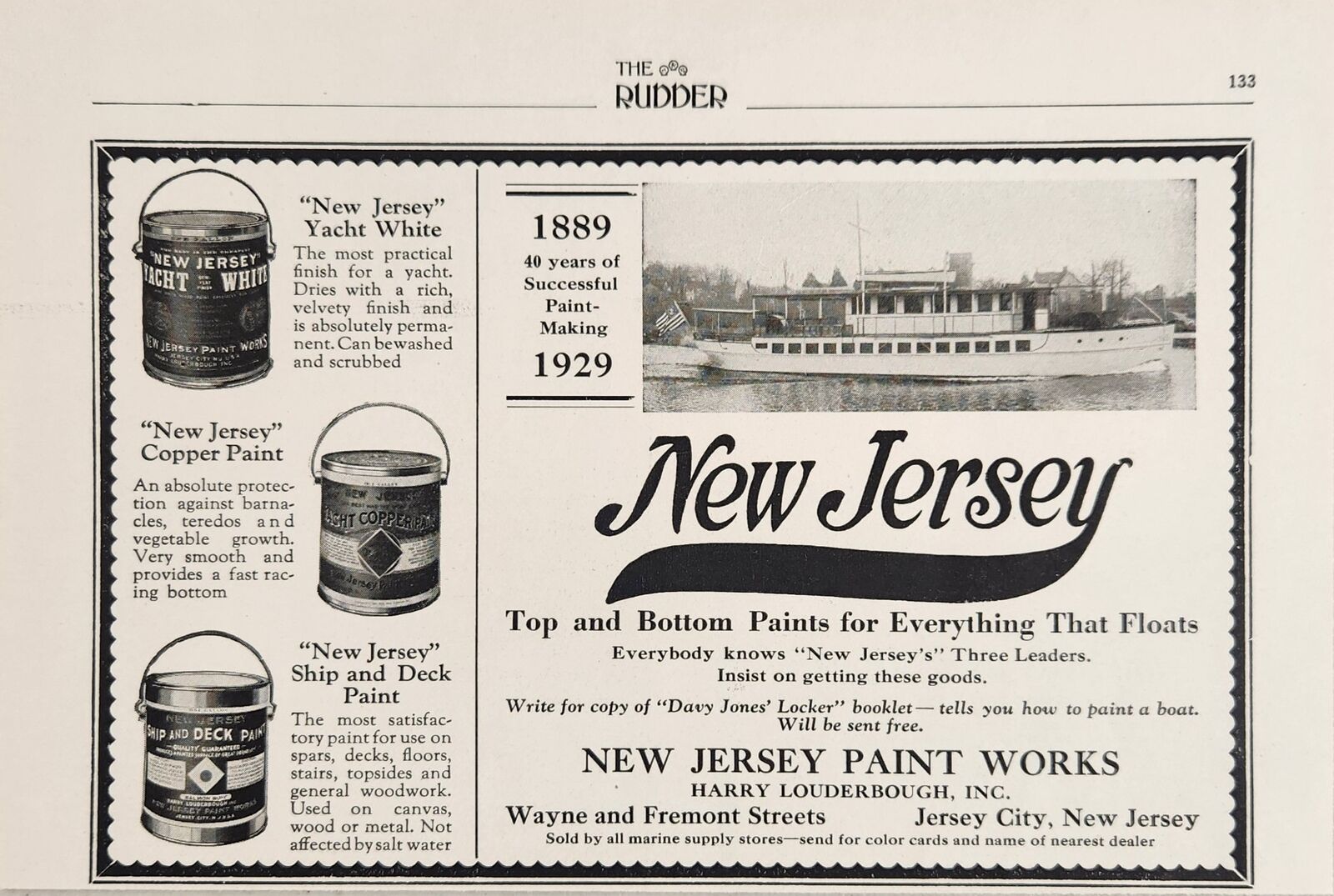 1929 Print Ad New Jersey Paint Works Boats Tops & Bottoms Yacht Jersey City,NJ