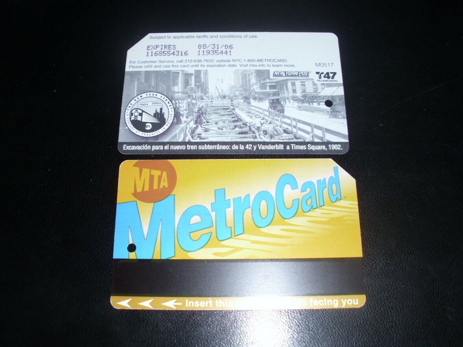 2005 EXCAVATION FOR THE NEW SUBWAYMETROCARD Metro Card Expired 2006 NYPOST, T47