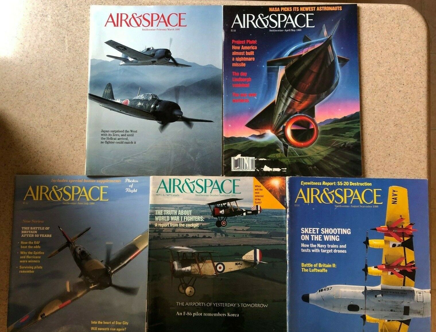 AIR & SPACE SMITHSONIAN  MAGAZINE  ~ 5 issues,1990