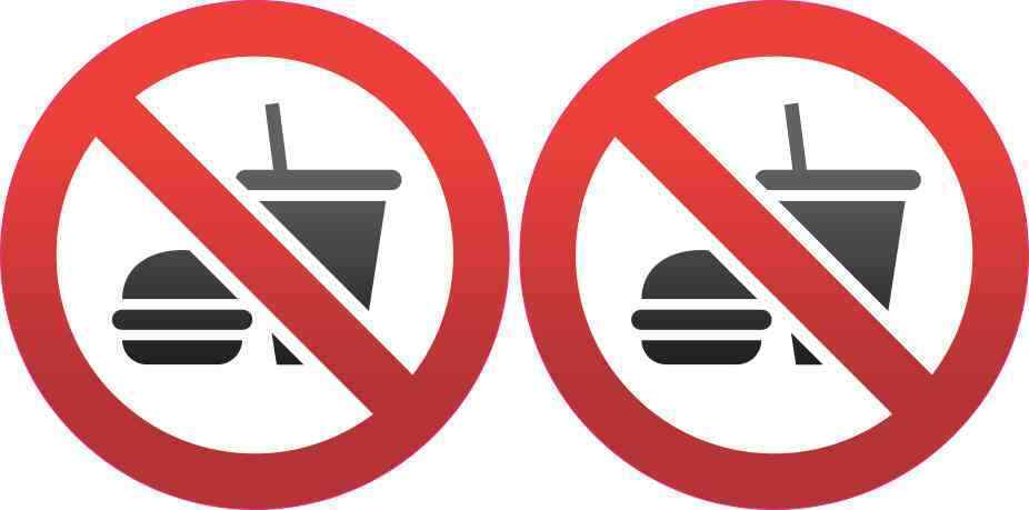 3in x 3in No Food or Drink Symbol Stickers