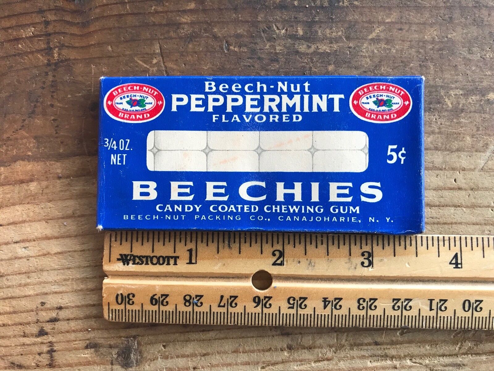 Vtg Beech-Nut Beechies Chewing Gum Package Peppermint 5 Cents Unused 1940’s ?