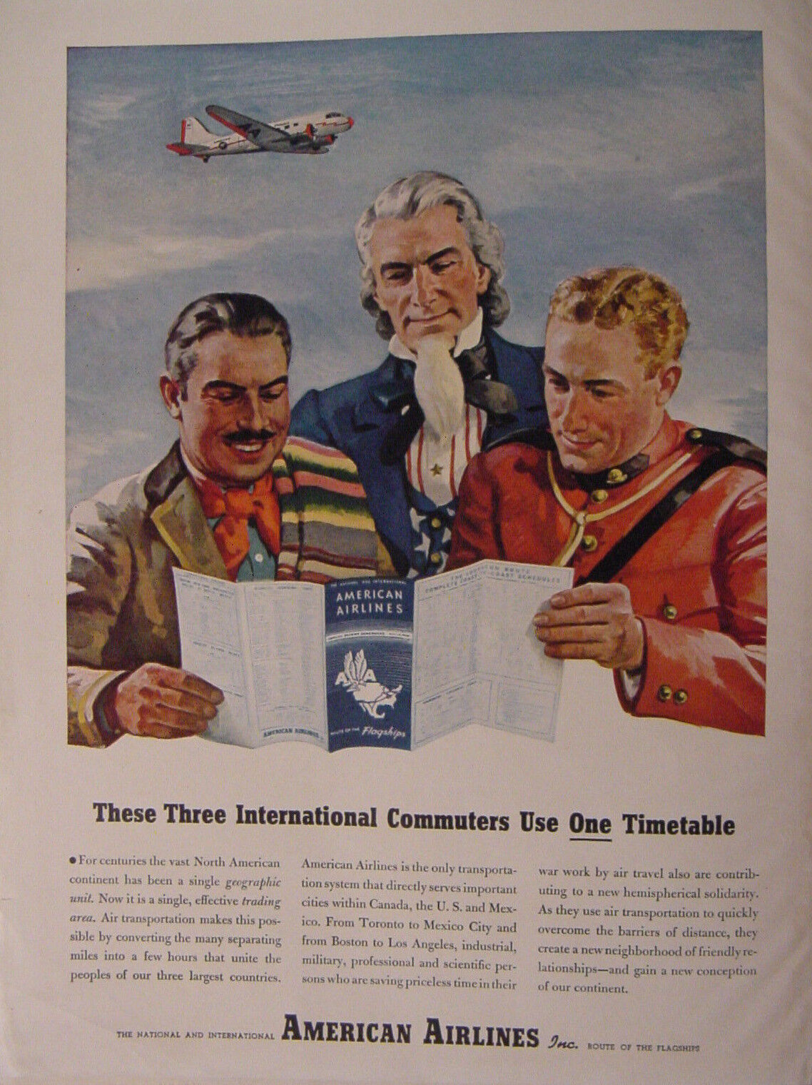 1944 Esquire Original Advertisement WWII Era AMERICAN AIRLINES
