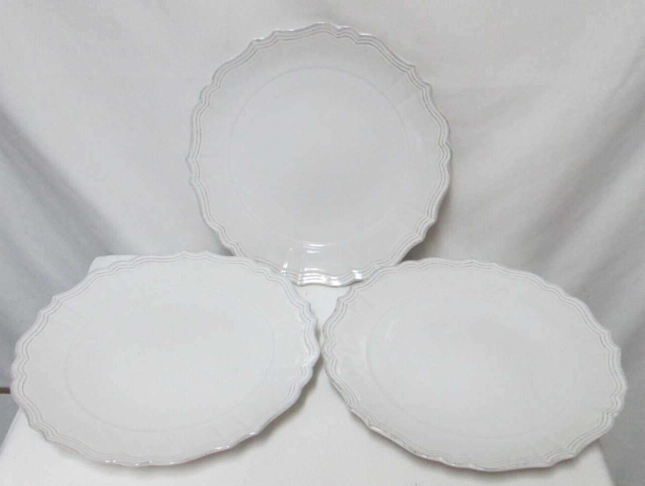 Mikasa Alviano white stoneware Dinner Plate Set 3 micro dish safe 11.5\