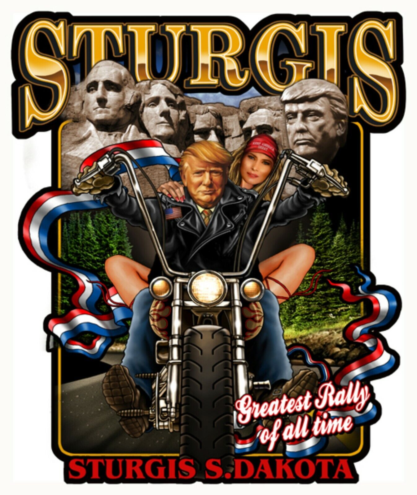 Sturgis Donald Trump Biker Motorcycle Metal Heavy Steel Sign Rally Harley Dakota