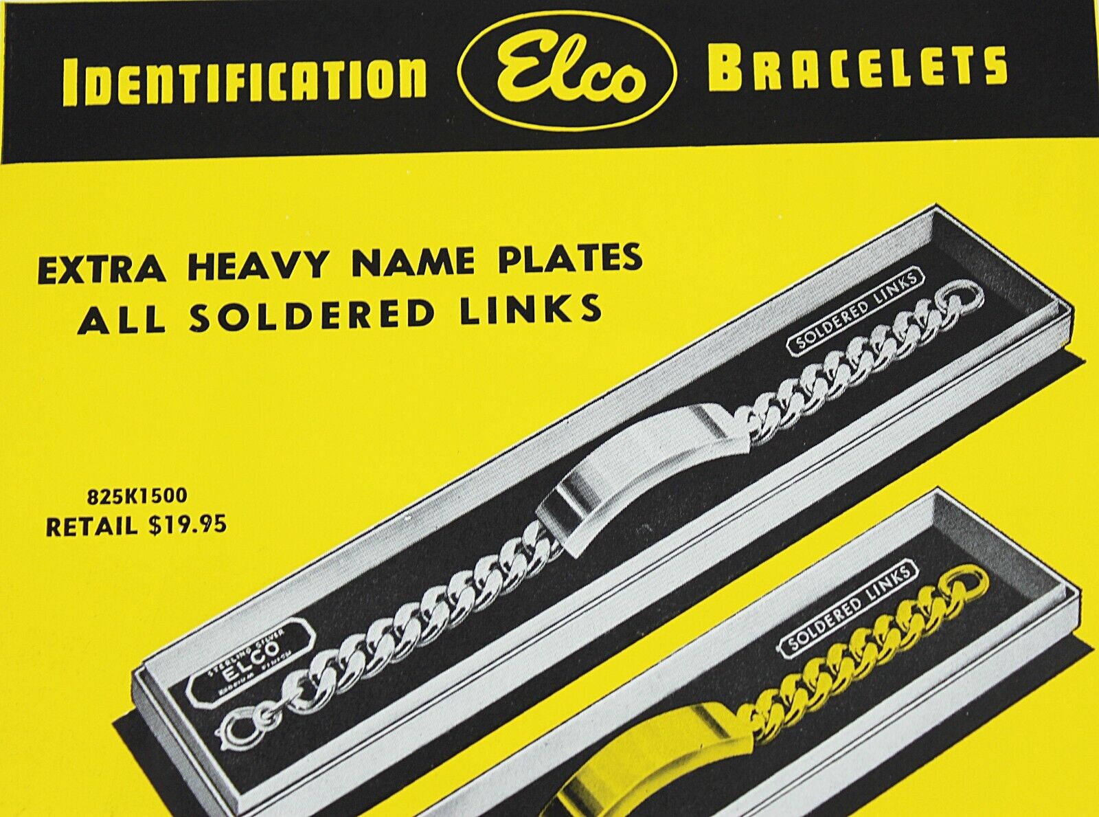 Original Vintage 1952 ELCO Identification Bracelet Print Ad in Color with Prices