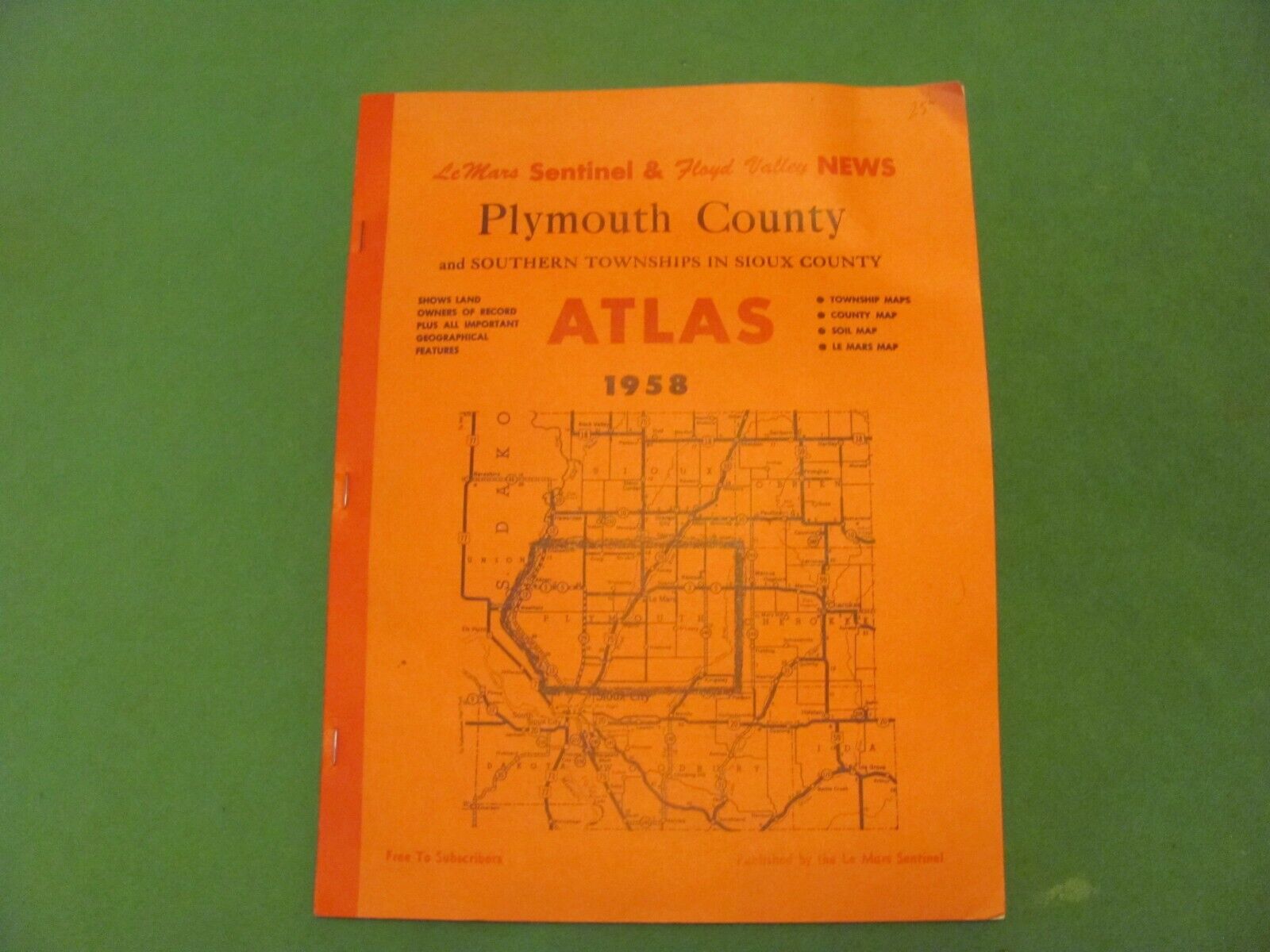 1958 Atlas Plymouth County & Southern Townships in Sioux County.