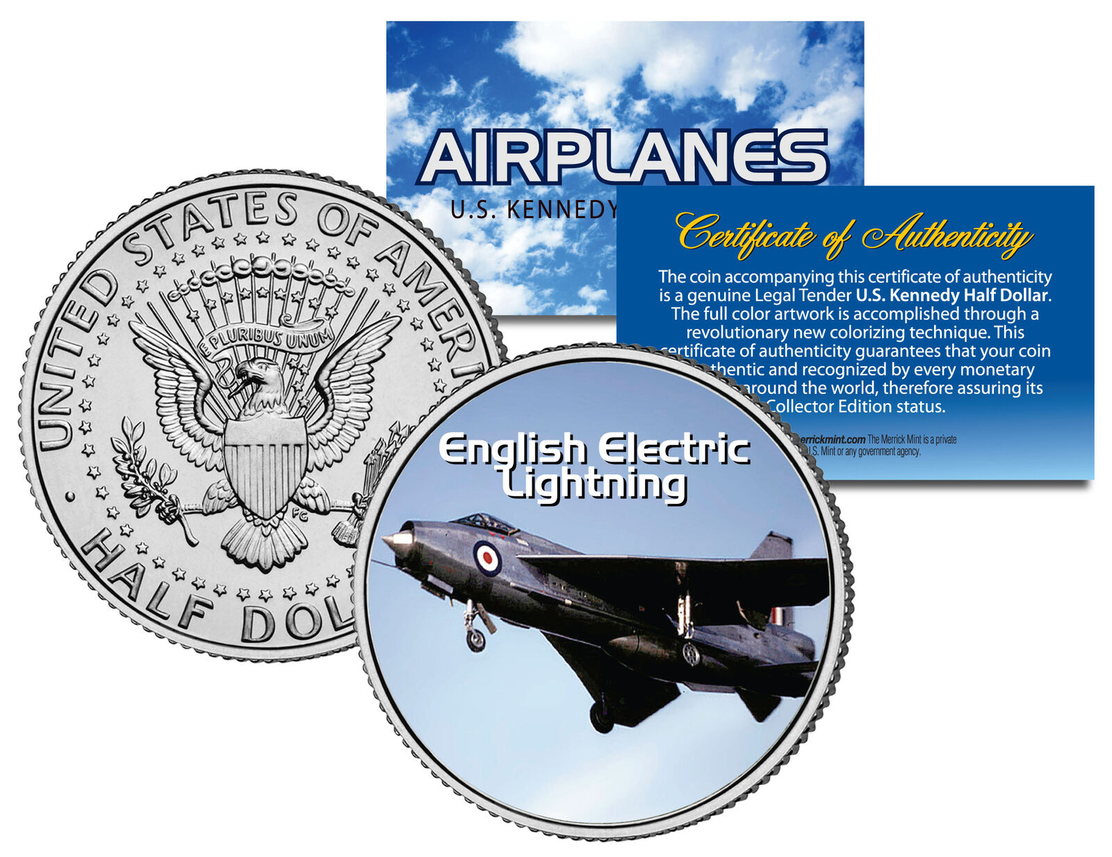 ENGLISH ELECTRIC LIGHTNING * Airplane Series * Kennedy Half Dollar US Coin