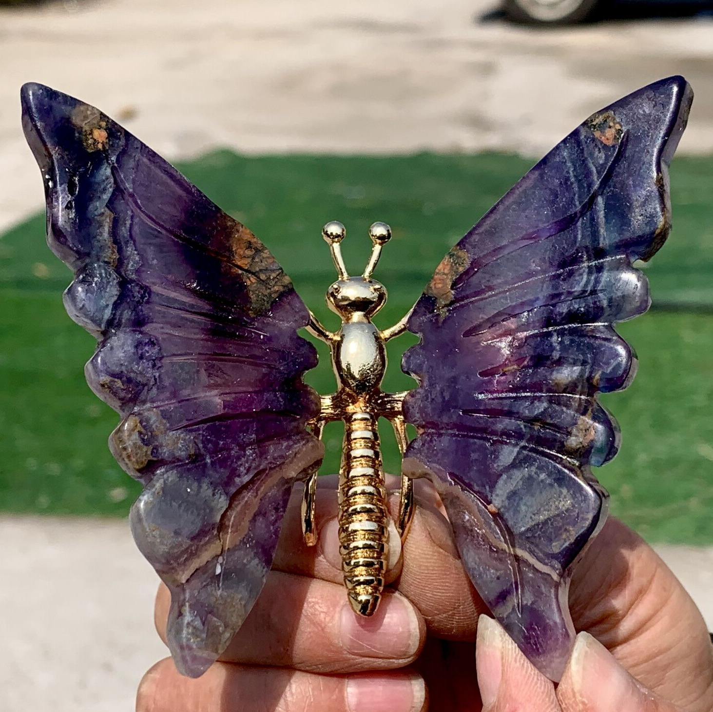 112G Natural Colour Fluorite Handcarved butterfly Crystal Specimen