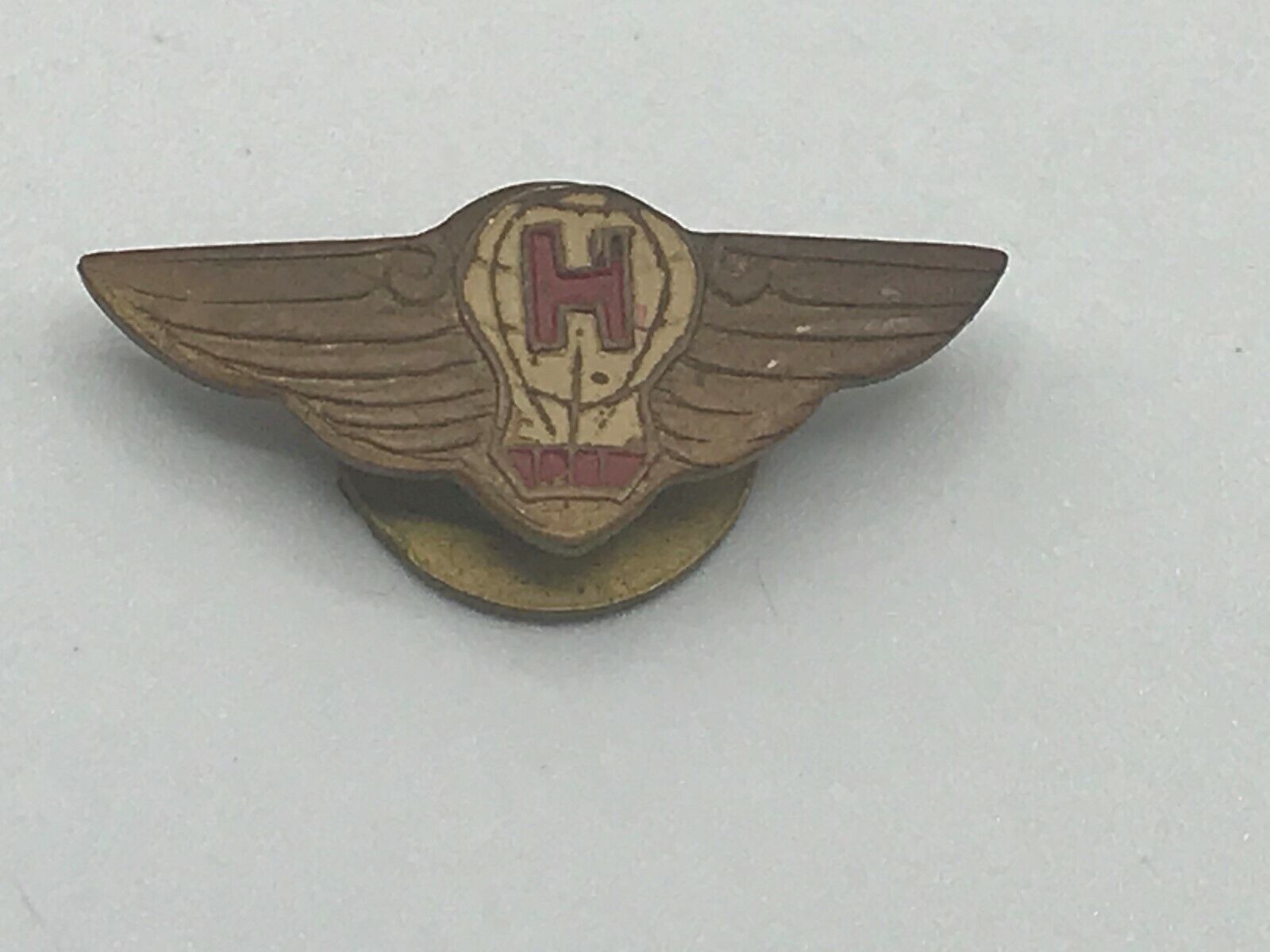 Vintage RARE H Hot Air Balloon Airline? Wings Lapel Button Older Hughes???  A7