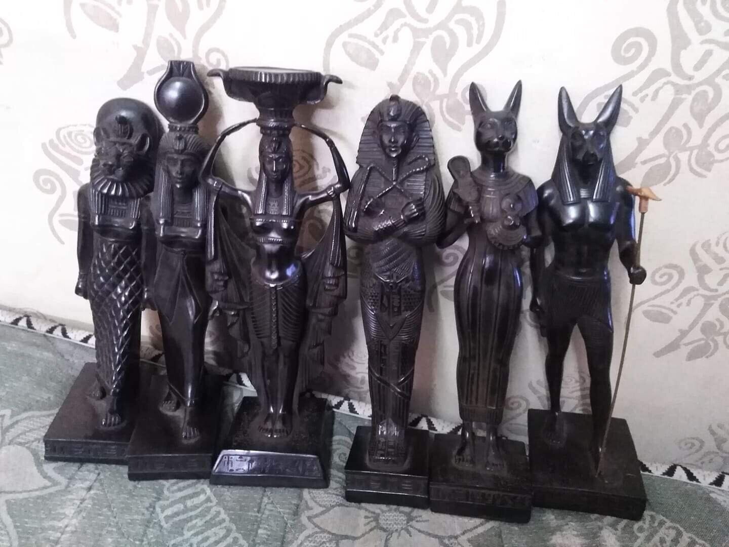 A set of high_quality pharaonic statues, 6 pieces,assortment of kings and godsBC