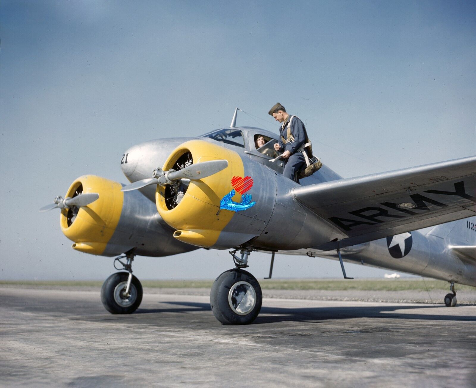 WWII Color photo Beechcraft AT-10 Wichita Twin-Engine Advanced Trainer USA