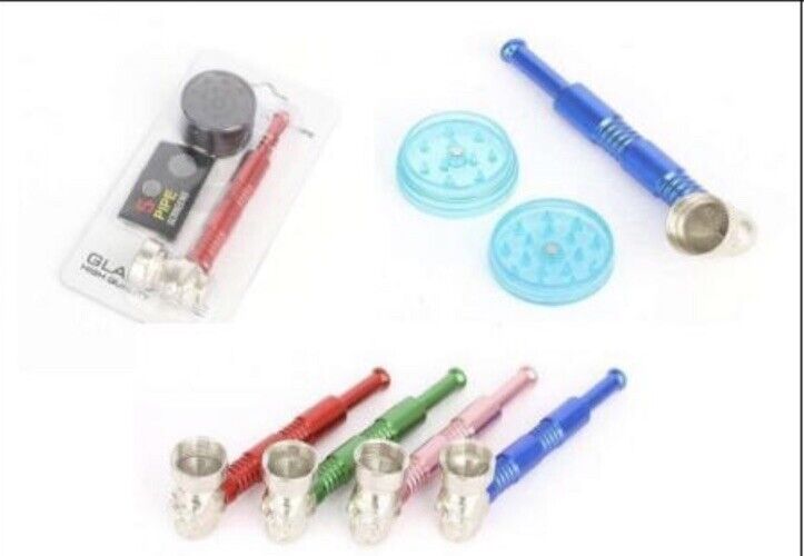 WHOLESALE LOT FULL DISPLAY OF  3 In 1 Glass Smoking Pipe w/ Grinder And Screens