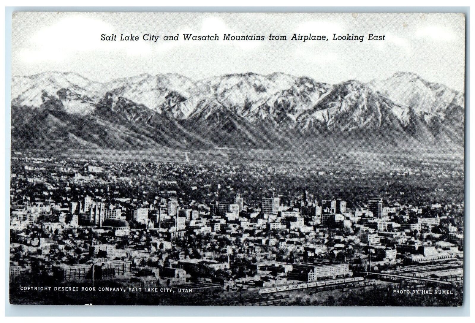 c1910 Salt Lake City & Wasatch Mountains Snowcapped From Airplane Utah Postcard