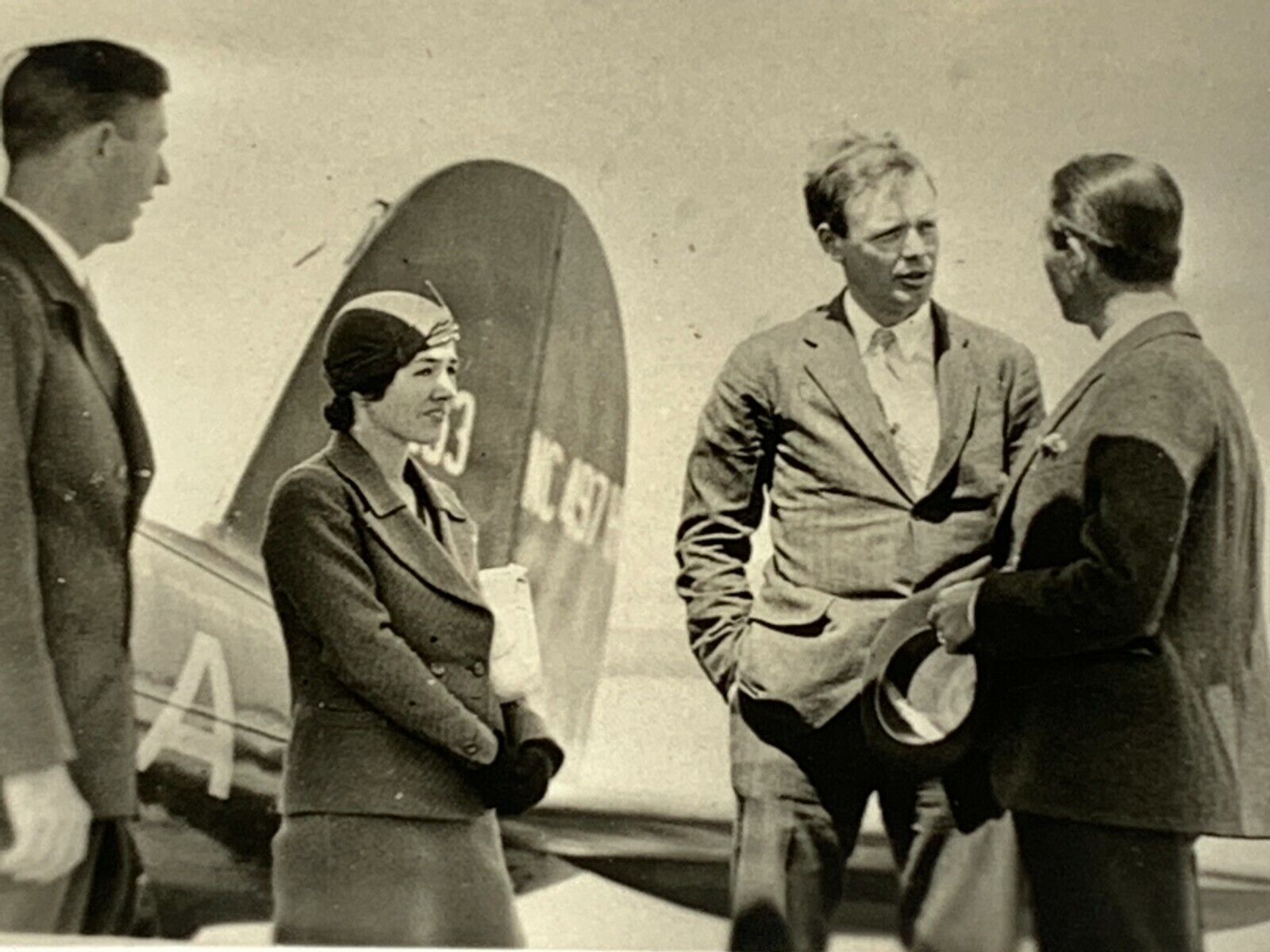 D7 Original Photograph Charles Lindbergh And Wife At Airport Plane Vintage 